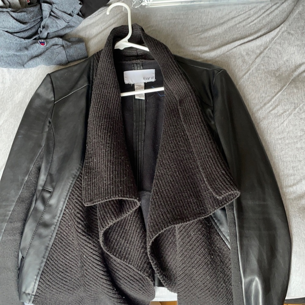 Bar 3 leather jacket with sweater sleeves